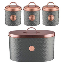 Load image into Gallery viewer, Typhoon | Bread Bin | Tea, Coffee, Sugar Canisters | Kitchen Set | Copper &amp; Grey 
