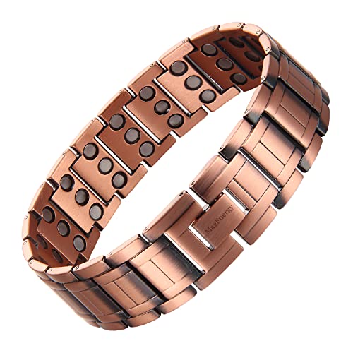MagEnergy Big Men Copper Bracelet 99.9% Copper Magnetic Bracelet Adjustable Wristband with Link Removal Tool
