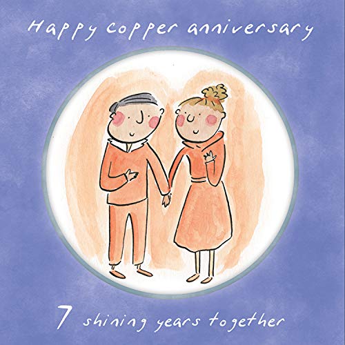 7th Copper Wedding Anniversary Greetings Card | By Artist Rosie Brooks