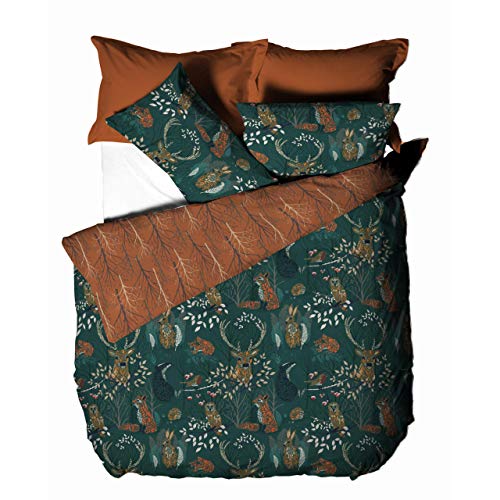 Autumnal Woodland Duvet Cover Set | Copper & Emerald 