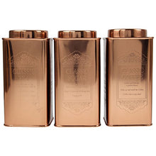 Load image into Gallery viewer, Set Of 3 | Large Tea Coffee Sugar Canisters | Copper | Kitchen Storage | Square 
