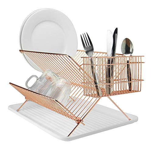 Rose Gold, Copper Wire Drainer | Stainless Steel Drying Rack | Folding 