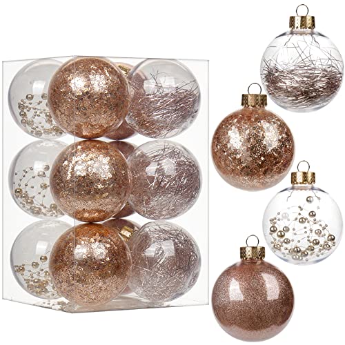 12pcs Christmas Baubles | Copper, Rose-Gold | Shatterproof 
