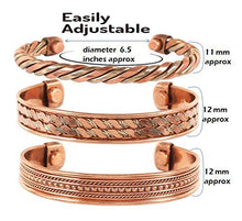 Load image into Gallery viewer, Set Of 3 Copper Bracelets | Unisex | Men &amp; Women 
