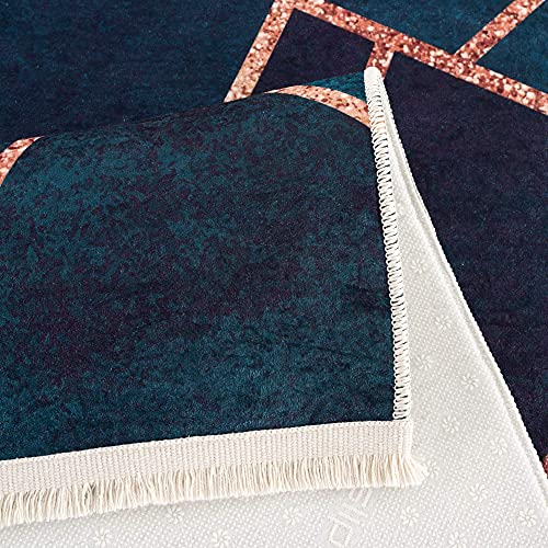 Geometric Copper & Navy Rug | 120 x 170cm | Modern Rug – Copper Living