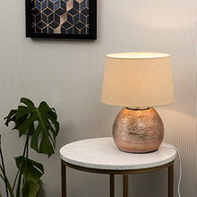 Load image into Gallery viewer, Metallic Copper Table Lamp | With Cream Shade 
