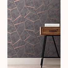 Load image into Gallery viewer, Abstract Geometric Design Wallpaper | Fine Decor | Copper &amp; Grey
