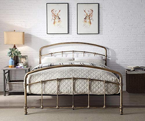Luxury Antique Brass Copper Metal Bed Frame | Industrial Style | 4ft6 Double
