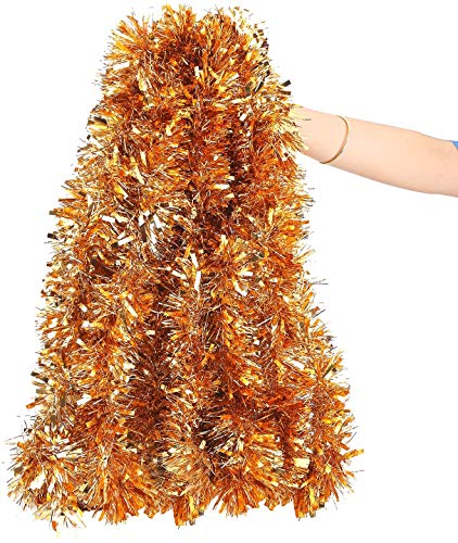 Copper Tinsel Garlands | 10M | Copper Metallic Chunky Christmas Tree Decoration 