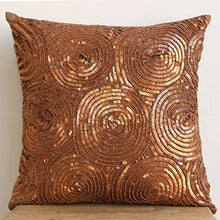 Load image into Gallery viewer, Sequined Copper Cushion Cover | Swirls Pattern 
