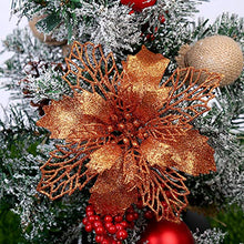 Load image into Gallery viewer, Glittery Copper Christmas Tree Decoration | Poinsettia
