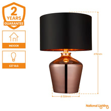 Load image into Gallery viewer, Modern Copper &amp; Black Table Lamp | National Lighting

