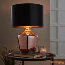 Load image into Gallery viewer, Black &amp; Shiny Copper Table Lamp
