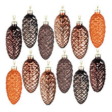 Load image into Gallery viewer, Glass Pine Cone Ornaments | Set of 12 | Copper &amp; Brown | Christmas Baubles 
