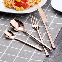 Load image into Gallery viewer, Velaze 24-Piece Rose Gold Silverware Set Cutlery Set, Stainless Steel Utensils Service for 6 Person Include Dinner Spoon, Dinner Fork, Dinner Knife and Tea Spoon, Mirror Polished Design
