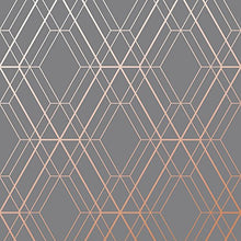 Load image into Gallery viewer, Metro Diamond Geometric Wallpaper | Charcoal &amp; Copper | World Of Wallpaper | WOW002
