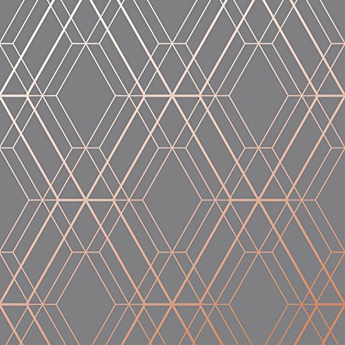 Metro Diamond Geometric Wallpaper | Charcoal & Copper | World Of Wallpaper | WOW002