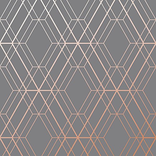 Metro Diamond Geometric Wallpaper | Charcoal & Copper | World Of Wallpaper | WOW002