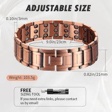 Load image into Gallery viewer, MagEnergy Big Men Copper Bracelet 99.9% Copper Magnetic Bracelet Adjustable Wristband with Link Removal Tool
