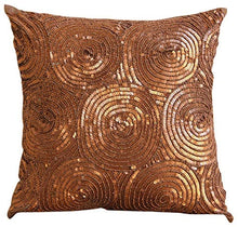 Load image into Gallery viewer, The HomeCentric | Luxury Copper Cushion Cover | Spiral Sequins | 60x60 cm | Modern Copper Swirls
