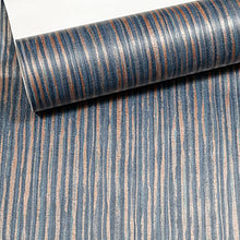 Load image into Gallery viewer, Copper &amp; Navy Striped Wallpaper 
