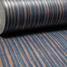 Load image into Gallery viewer, Metallic Striped Copper &amp; Navy Wallpaper | Ammi Texture | Luxurious 
