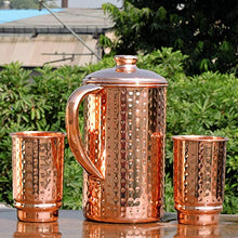 Load image into Gallery viewer, Copper Water Jug With 2 Water Tumblers 
