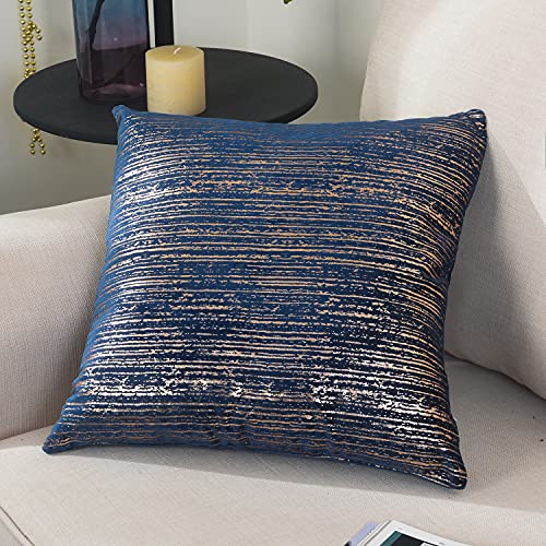 Pack Of 2 Velvet Turin-Blue & Copper Cushion Covers | 43 x 43cm | Rooee