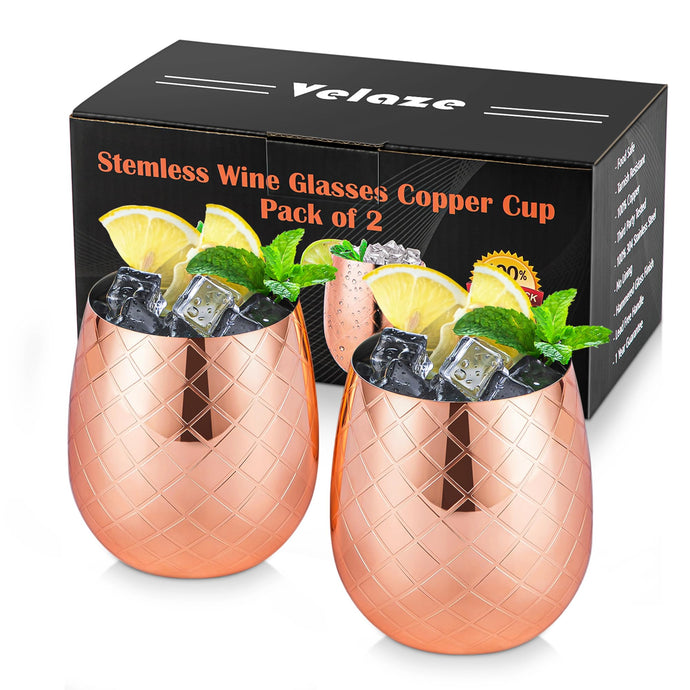 Moscow Mule Copper Mugs | Set of 2 Pure Solid Handcrafted Copper Mugs | 600ML